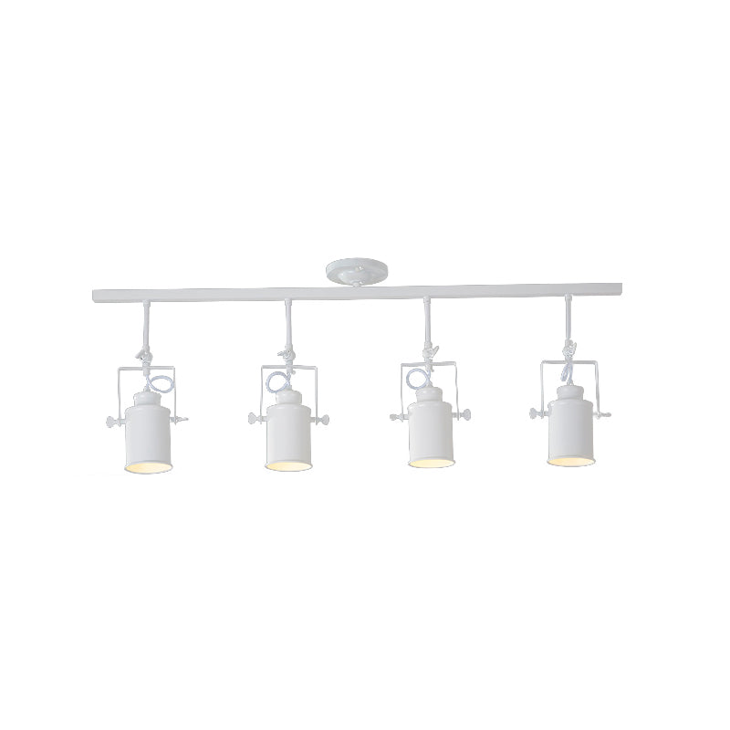 Industrial Style Metallic Cylinder Dining Room Semi-Flush Light Track Fixture - Rotatable