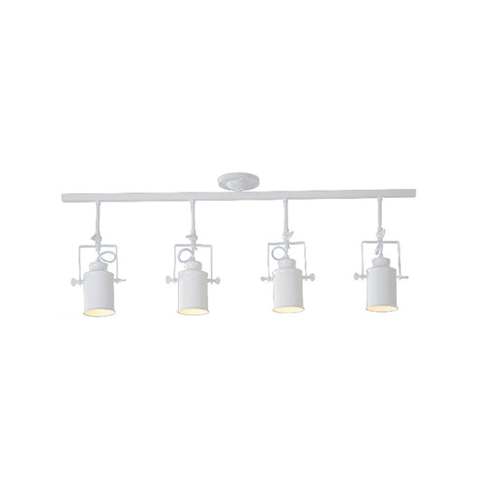 Industrial Style Metallic Cylinder Dining Room Semi-Flush Light Track Fixture - Rotatable