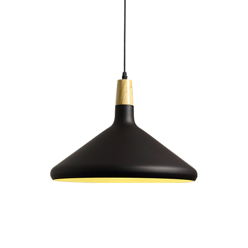 7"/11"/15" W Cone Dining Table Pendant Light - Simple Metallic Design, Adjustable Cord - Black/Grey/White