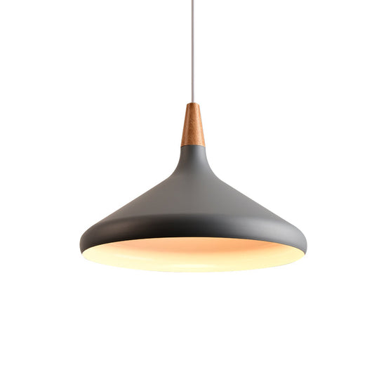 7"/11"/15" W Cone Dining Table Pendant Light - Simple Metallic Design, Adjustable Cord - Black/Grey/White