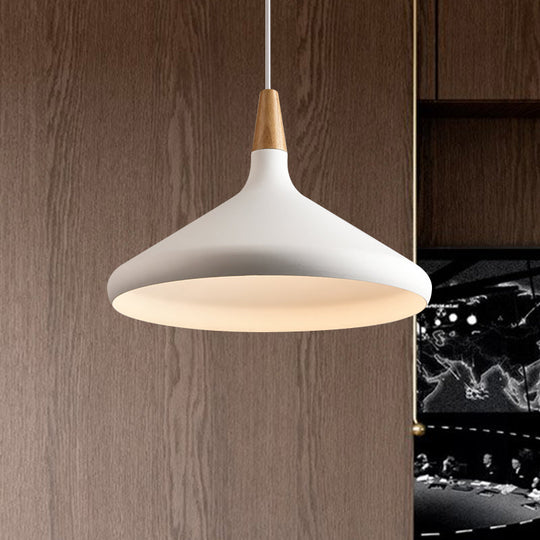 Sleek W Cone Dining Table Pendant Lighting - Metallic 1-Head Hanging Lamp With Adjustable Cord In