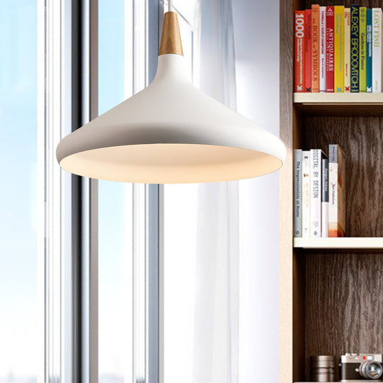 Sleek W Cone Dining Table Pendant Lighting - Metallic 1-Head Hanging Lamp With Adjustable Cord In