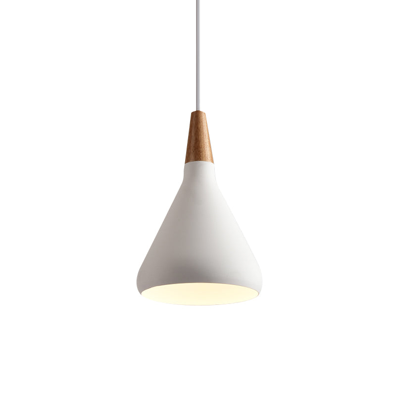 Sleek W Cone Dining Table Pendant Lighting - Metallic 1-Head Hanging Lamp With Adjustable Cord In