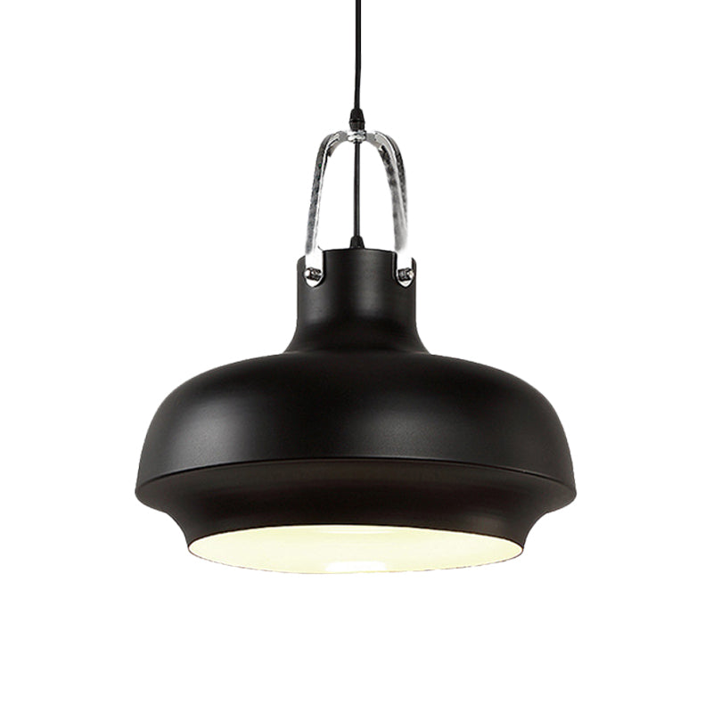 Industrial Metallic Urn Pendant Light In White/Black 10/16/19 W