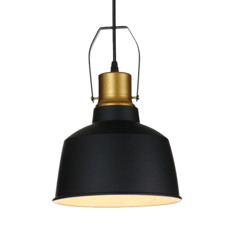 Vintage Bell Ceiling Pendant Light - Black Aluminum Hanging Lamp with Handle