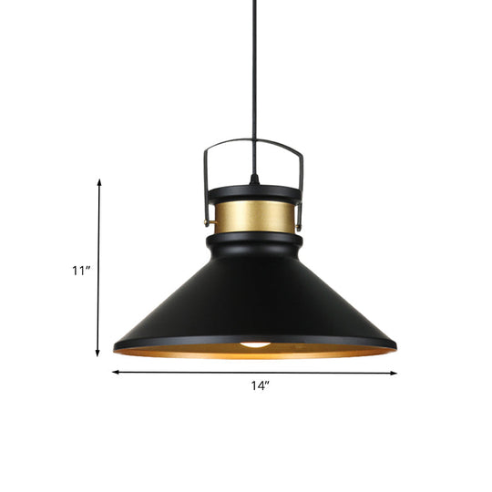 Flared 1-Light Black Aluminum Pendant Lamp For Dining Room