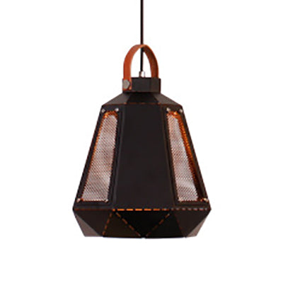 Geometric Hanging Light Industrial Loft Metal Pendant Lamp - 1 Head 8/10/14 Width White/Black