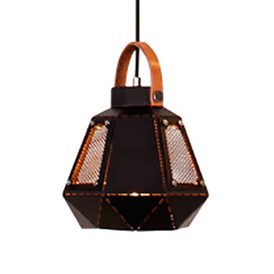 Geometric Hanging Light Industrial Loft Metal Pendant Lamp - 1 Head 8/10/14 Width White/Black