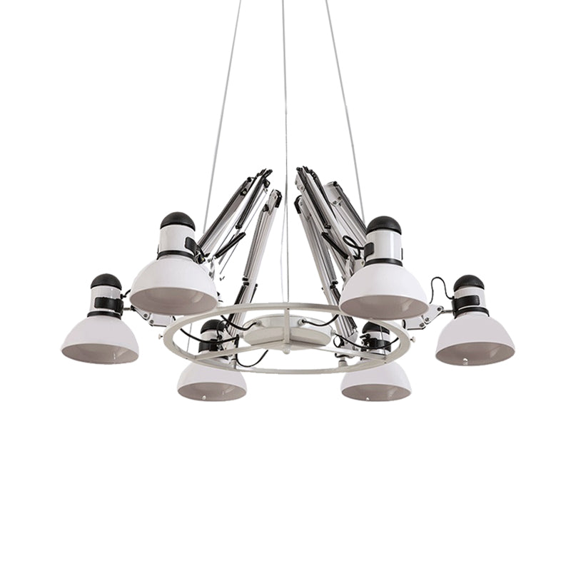 Maria - Vintage White Swing Arm 6-Heads Chandelier Ceiling Lamp