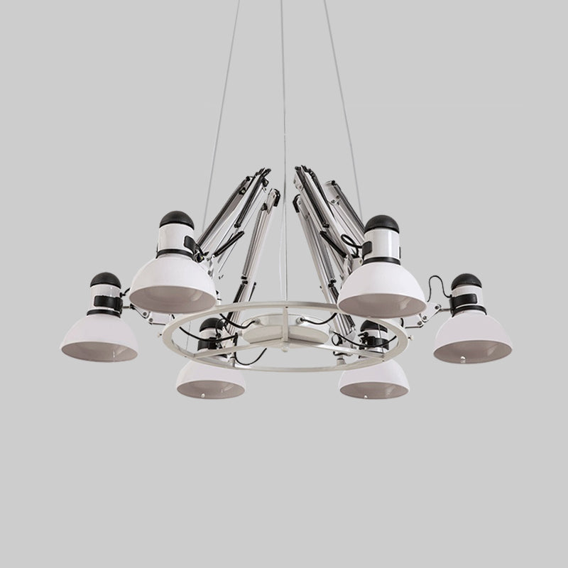 Maria - Vintage White Swing Arm 6-Heads Chandelier Ceiling Lamp