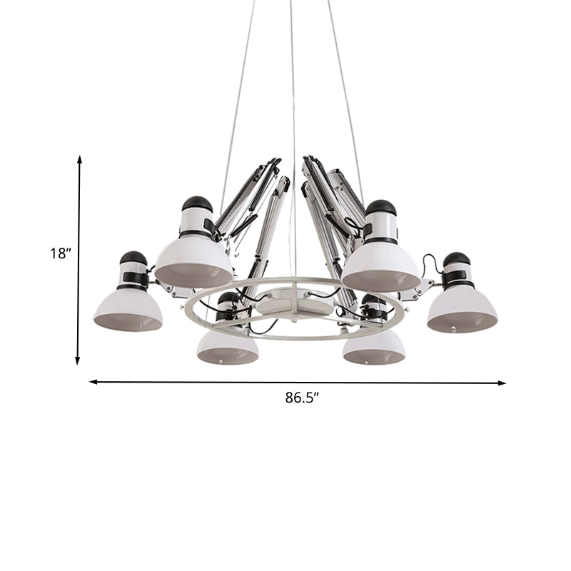 Maria - Vintage White Swing Arm 6-Heads Chandelier Ceiling Lamp