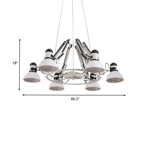 Maria - Vintage White Swing Arm 6-Heads Chandelier Ceiling Lamp