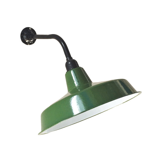 Vintage Metal Barn Shade Wall Sconce With Green Finish 1-Light And 14/16 Width