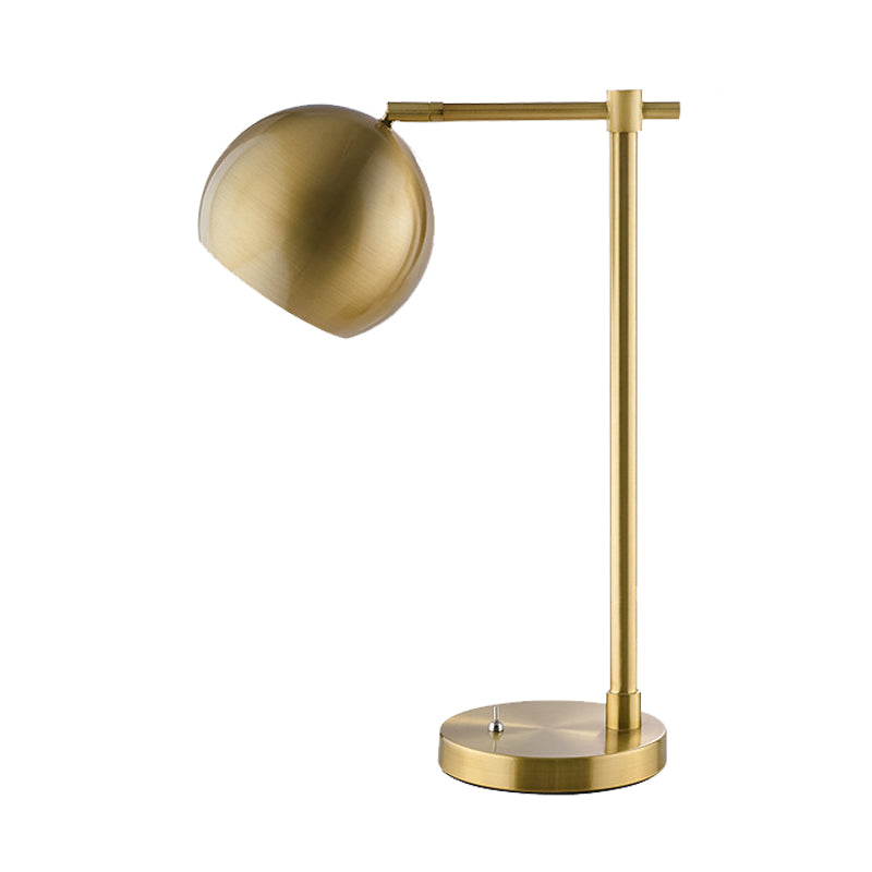 Metallic Gold Led Ball Night Lamp For Bedroom With Plug-In Cord - Industrial Desk Lighting