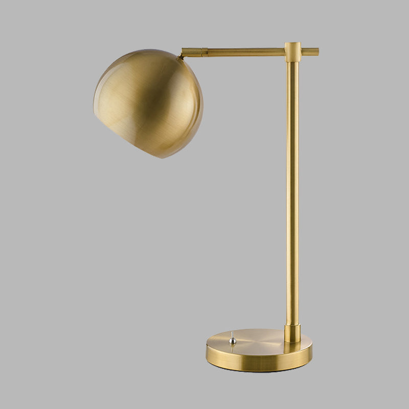 Metallic Gold Led Ball Night Lamp For Bedroom With Plug-In Cord - Industrial Desk Lighting