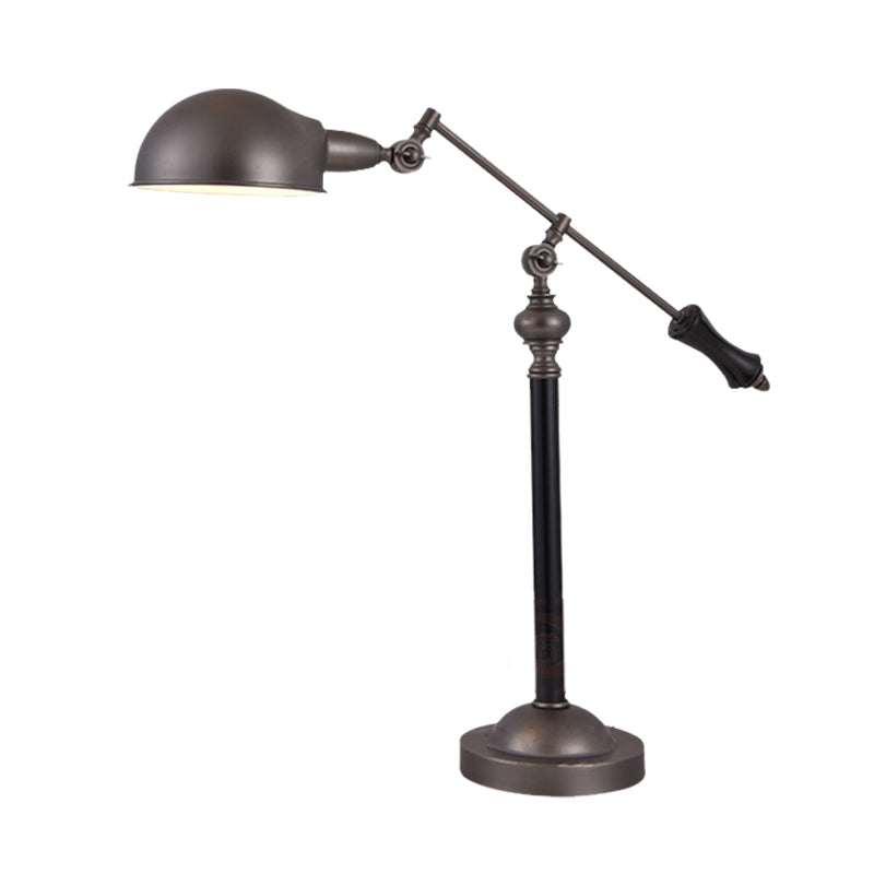 Countryside Swing Arm Reading Lamp - Black Metal 1 Head Dome Shade