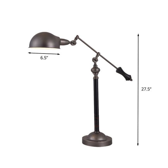 Countryside Swing Arm Reading Lamp - Black Metal 1 Head Dome Shade