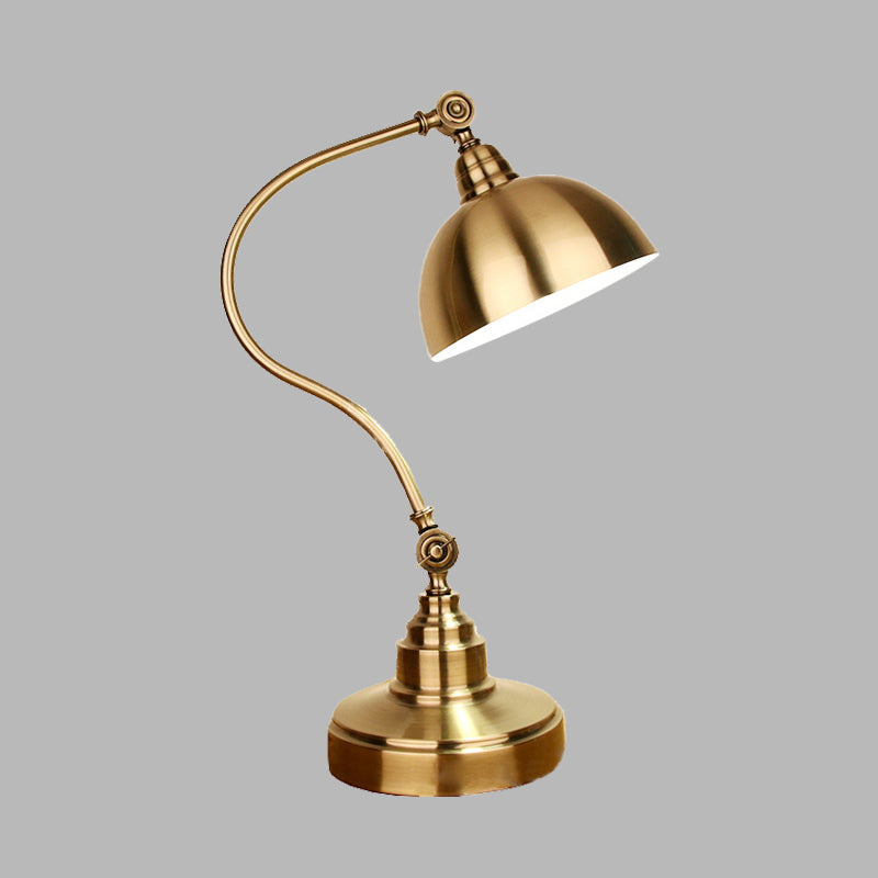 Vintage Metallic Gold Led Table Lamp With Dome Shade - Perfect For Study Room Or Office