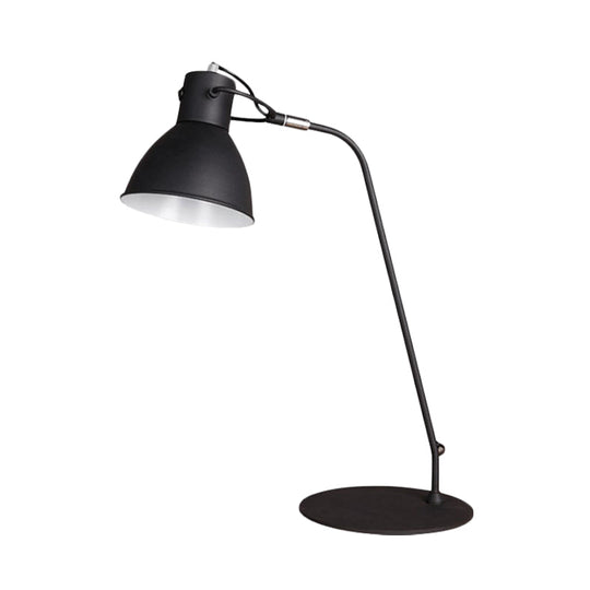 Black Led Task Lamp With Metal Curved Arm And Dome Shade - Perfect For Study Rooms