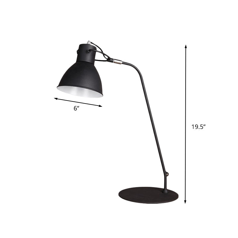 Black Led Task Lamp With Metal Curved Arm And Dome Shade - Perfect For Study Rooms