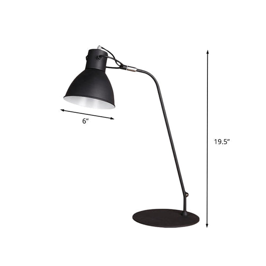 Black Led Task Lamp With Metal Curved Arm And Dome Shade - Perfect For Study Rooms