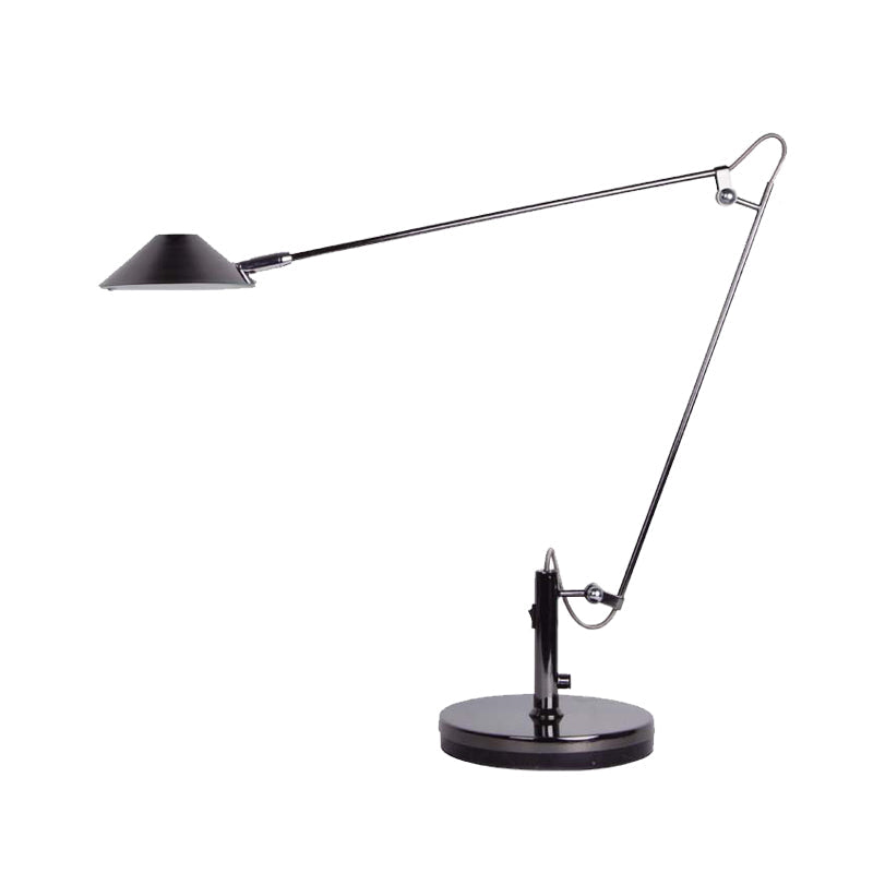 Adjustable Black Conical Led Office Task Lamp With Long Arm - Industrial Metal Table Lighting