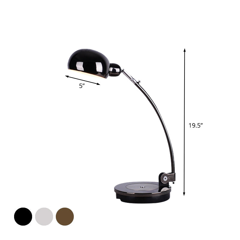 Vintage Style Led Reading Lamp: Domed Shade Black/Silver/Bronze Metal Task Lighting For Office