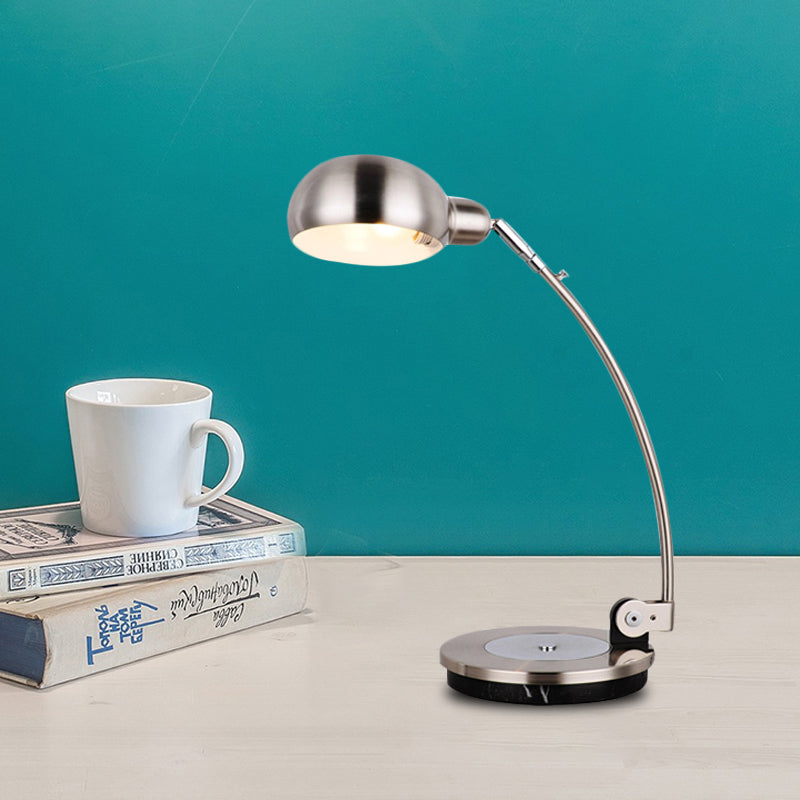 Vintage Style Led Reading Lamp: Domed Shade Black/Silver/Bronze Metal Task Lighting For Office