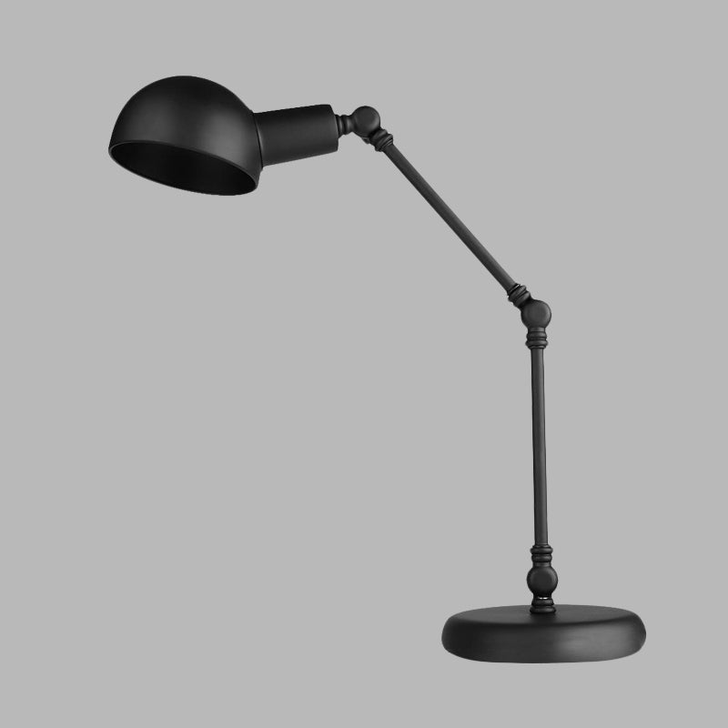 Industrial Style Led Reading Lamp In Black With Swing Arm - Metallic Dome Task Light