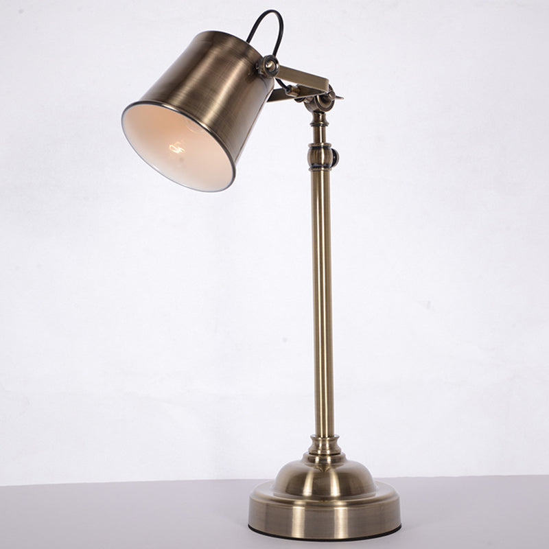 Silver Metallic Bell Adjustable Table Lamp - Antiqued 1-Light For Study Room Or Reading