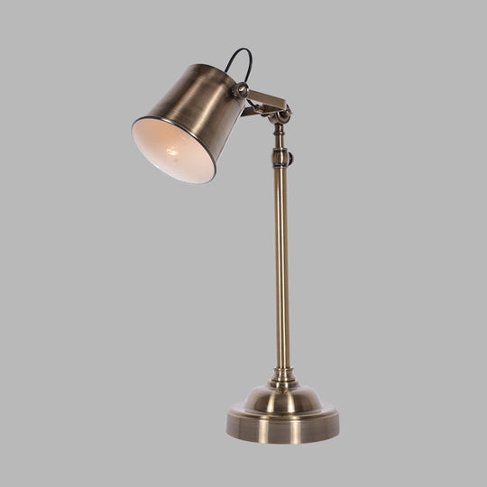 Silver Metallic Bell Adjustable Table Lamp - Antiqued 1-Light For Study Room Or Reading