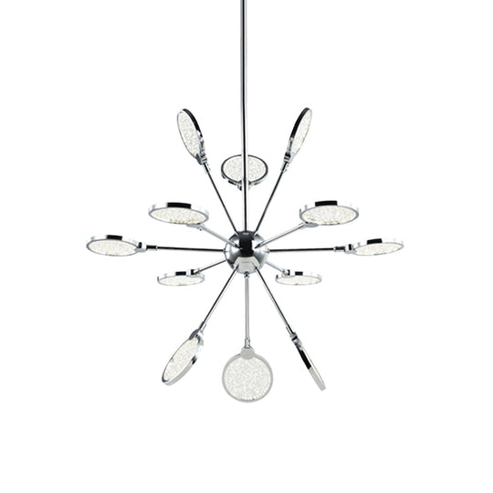 Sputnik Hanging Chandelier: Modern Metallic Led Pendant Light With Acrylic Shade In Warm/White