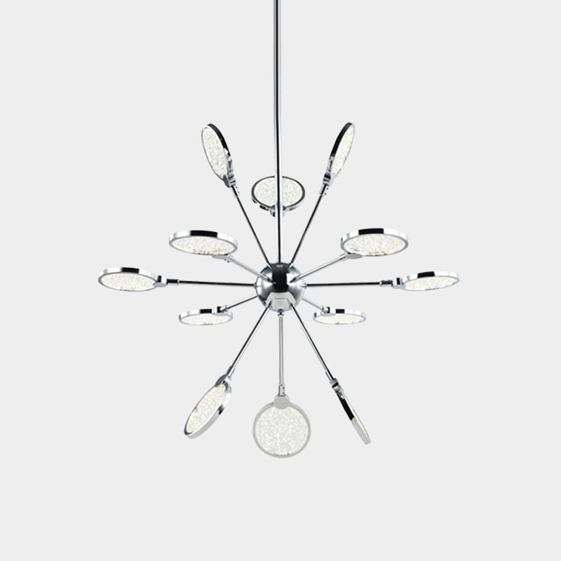 Sputnik Hanging Chandelier: Modern Metallic Led Pendant Light With Acrylic Shade In Warm/White