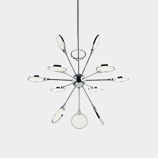 Sputnik Hanging Chandelier: Modern Metallic Led Pendant Light With Acrylic Shade In Warm/White