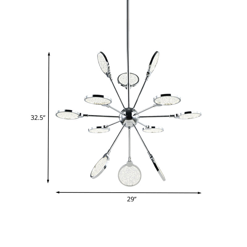 Sputnik Hanging Chandelier: Modern Metallic Led Pendant Light With Acrylic Shade In Warm/White