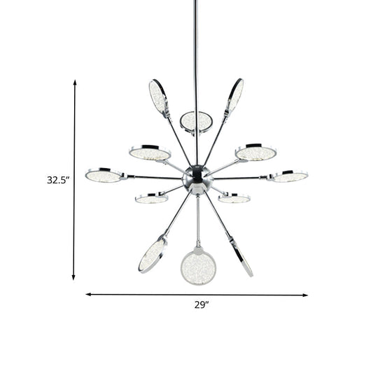 Sputnik Hanging Chandelier: Modern Metallic Led Pendant Light With Acrylic Shade In Warm/White