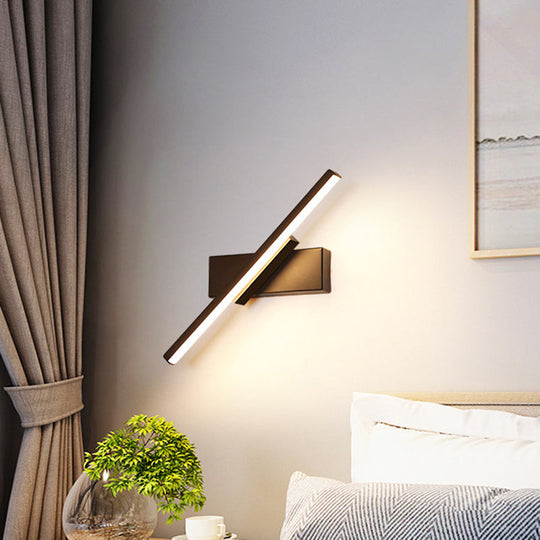 Modern Slim Led Wall Sconce With Acrylic Linear Design In White/Black - Choose Warm Or White Light