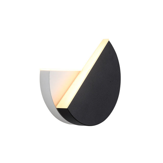 Modern Double Semicircle Led Wall Lamp Sconce Black And White