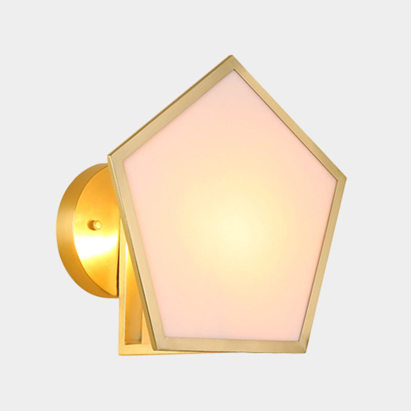 Modern Pentagon Metal Wall Sconce With Acrylic Shade - Brass Finish