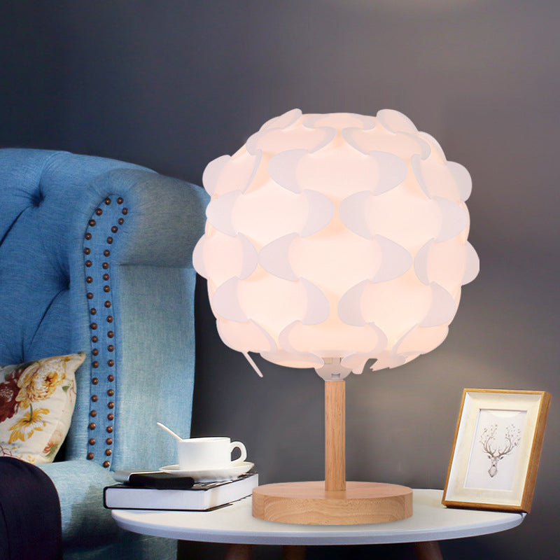 Modern Led Beige Nightstand Lamp With Blossom Acrylic Shade For Bedside