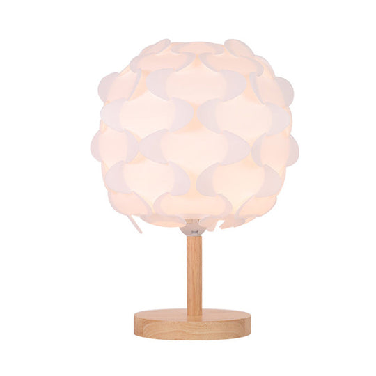 Modern Led Beige Nightstand Lamp With Blossom Acrylic Shade For Bedside