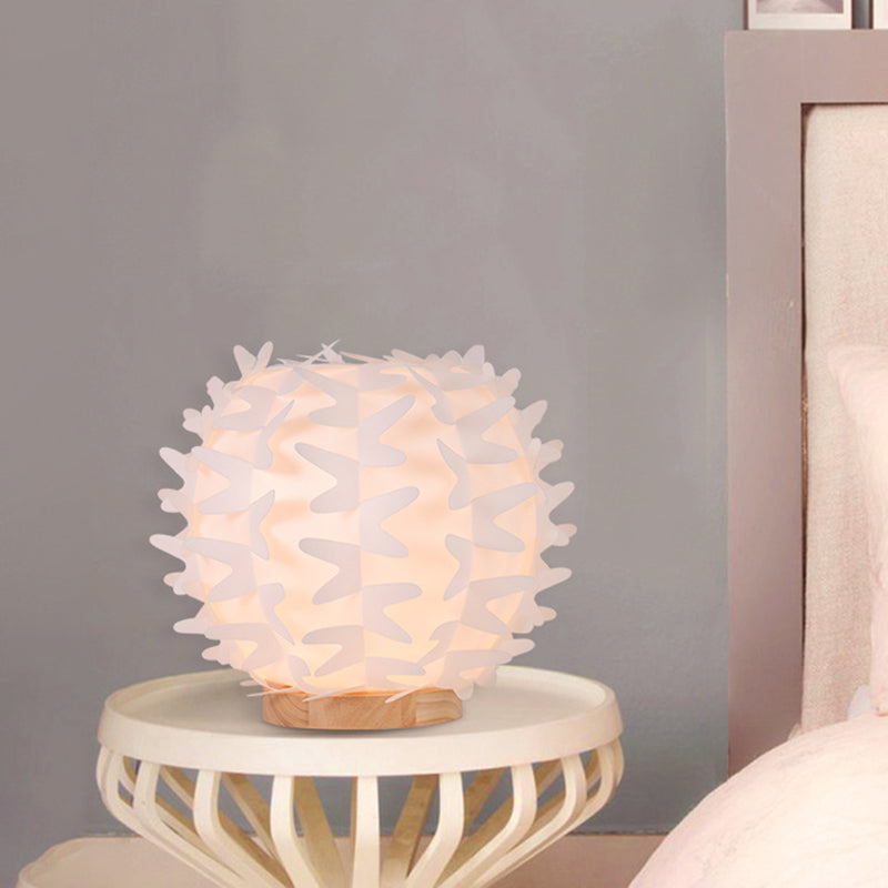 Contemporary Acrylic Ball Nightstand Light: Butterfly Wing Design Led White Table Lamp