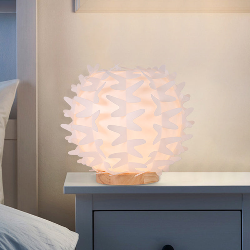 Contemporary Acrylic Ball Nightstand Light: Butterfly Wing Design Led White Table Lamp