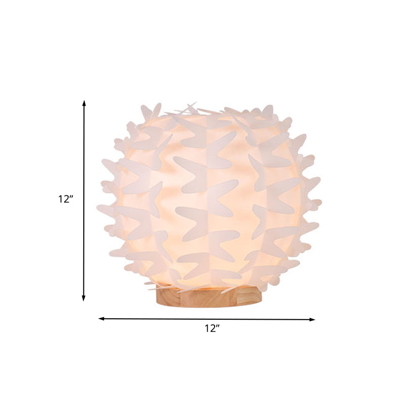 Contemporary Acrylic Ball Nightstand Light: Butterfly Wing Design Led White Table Lamp