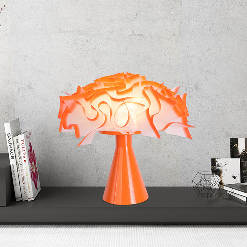 Modern Orange Led Bedroom Table Lamp With Flower Acrylic Shade