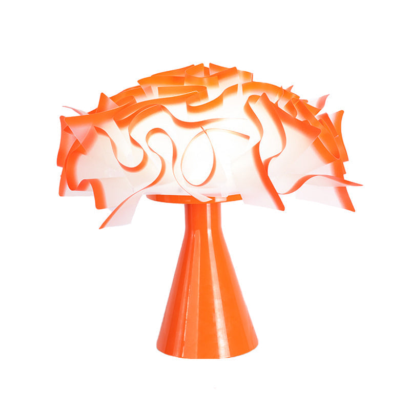 Modern Orange Led Bedroom Table Lamp With Flower Acrylic Shade