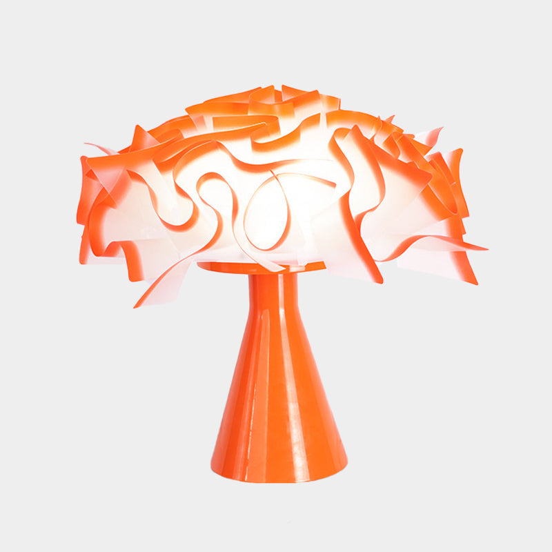 Modern Orange Led Bedroom Table Lamp With Flower Acrylic Shade