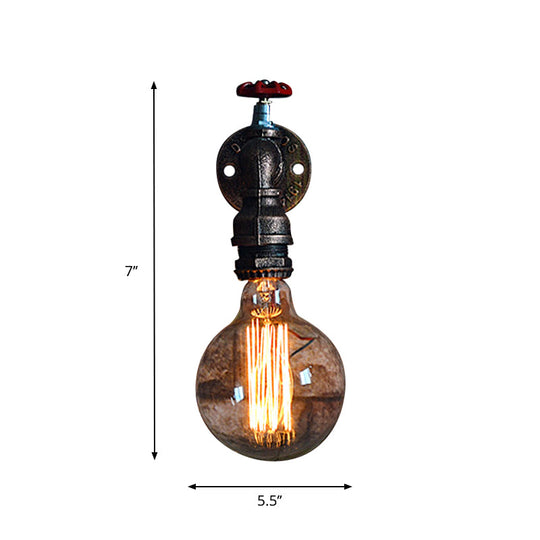 Rustic Copper Piped Wall Lamp - Decorative Gauge/Valve Design 1 Light Living Room Mount