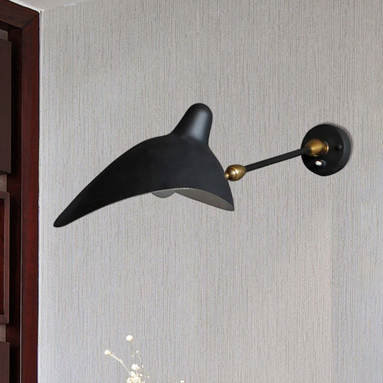 Modern 1/3-Light Duckbill Wall Sconce With Black Metallic Shade Adjustable Living Room Lamp