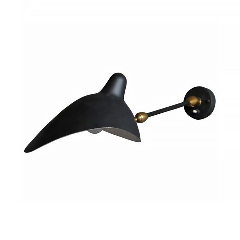 Modern 1/3-Light Duckbill Wall Sconce With Black Metallic Shade Adjustable Living Room Lamp